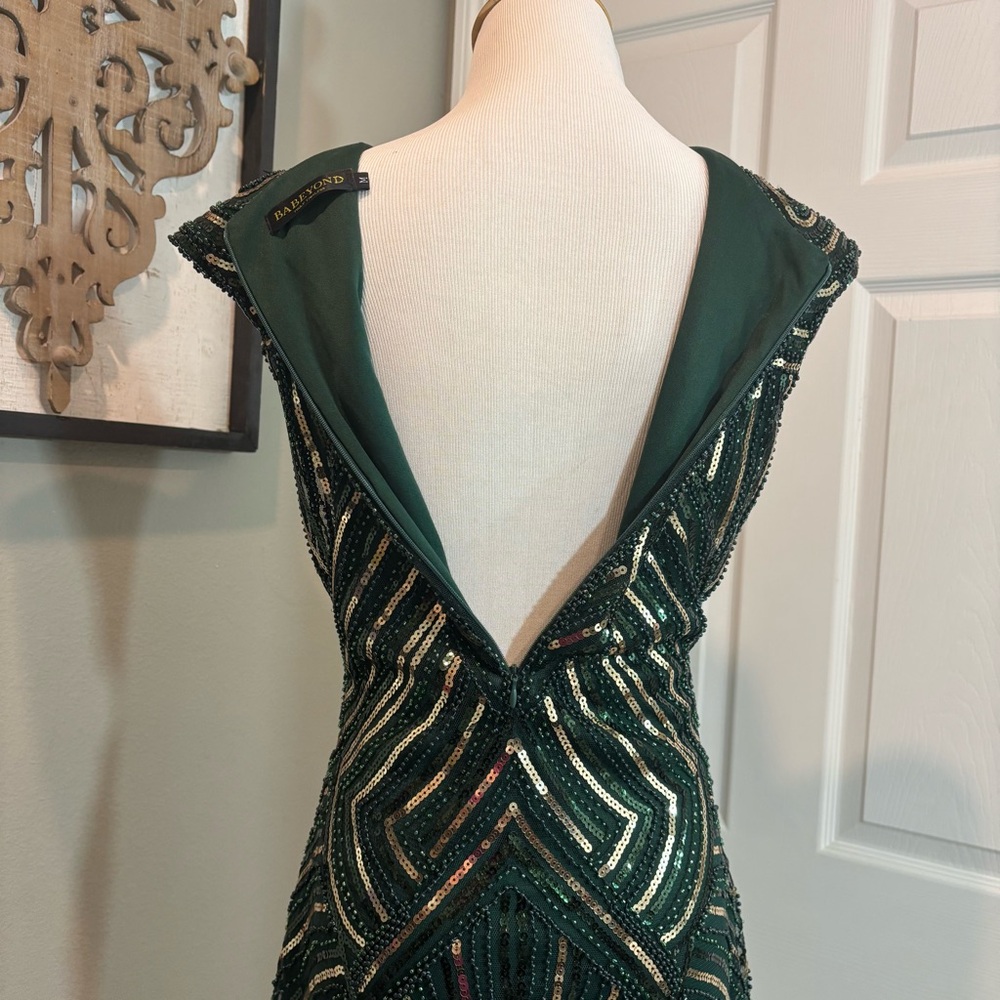 BABEYOND Women's Flapper Dress 1920s Beaded Fringed Great Gatsby Green Medium - Picture 7 of 9